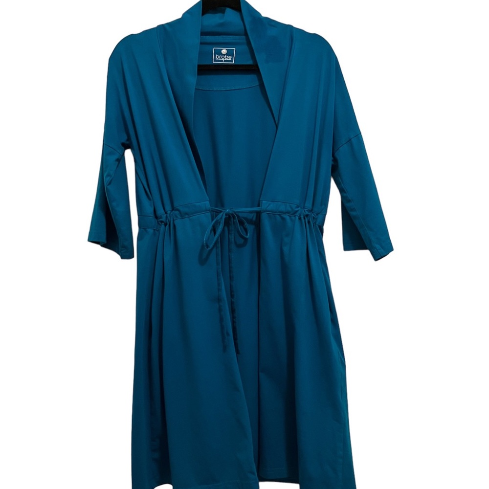 Brobe Women’s SzS Blue Post Operative Wrap Robe, 3/4 Sleeves, Cotton Blend